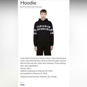 MENS Mcq Alexander Mcqueen Repeat Logo Hoodie M